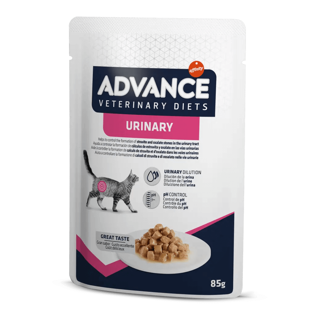 ADVANCE Vet Urinary | Comida húmeda para gatos adultos Pack 12 x 85g.  Gabo y Gordo E Shop, la mejor tienda online en las Islas Canarias, España, tienda online para mascotas, perros, gatos, conejos, tortugas, animales, accesorios para mascotas en general. 
Gabo y Gordo E Shop in Canary Islands, the best store for pets, dogs, cats, rabbits, turtles, animals, pet accessories.