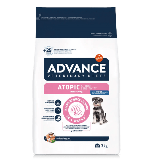 Pienso ADVANCE VET ATOPIC MINI 1.5KG Gabo y Gordo E Shop, la mejor tienda online en las Islas Canarias, España, tienda online para mascotas, perros, gatos, conejos, tortugas, animales, accesorios para mascotas en general. 
Gabo y Gordo E Shop in Canary Islands, the best store for pets, dogs, cats, rabbits, turtles, animals, pet accessories.
