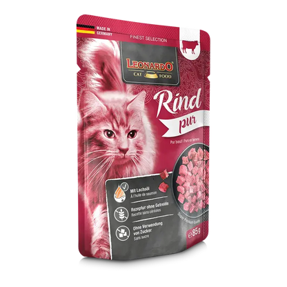 LEONARDO Menu Puro en Ternera – Comida húmeda natural sin cereales para gatos adultos