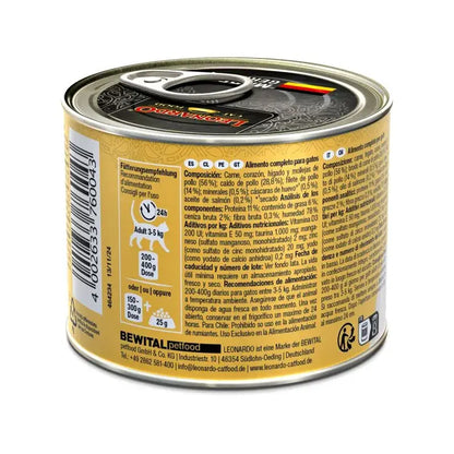 LEONARDO Pollo + Extra Filete, comida húmeda con carne y trozos de filete de pollo para gatos adultos