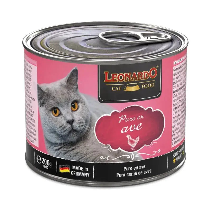 LEONARDO Puro Ave alimento húmedo monoproteico sin cereales con 65 % de ave para gatos adultos