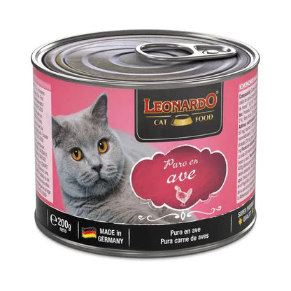 LEONARDO Puro Ave alimento húmedo monoproteico sin cereales con 65 % de ave para gatos adultos