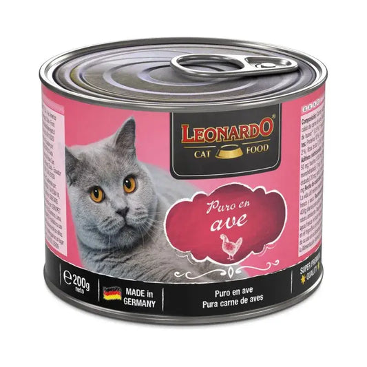LEONARDO Puro Ave alimento húmedo monoproteico sin cereales con 65 % de ave para gatos adultos