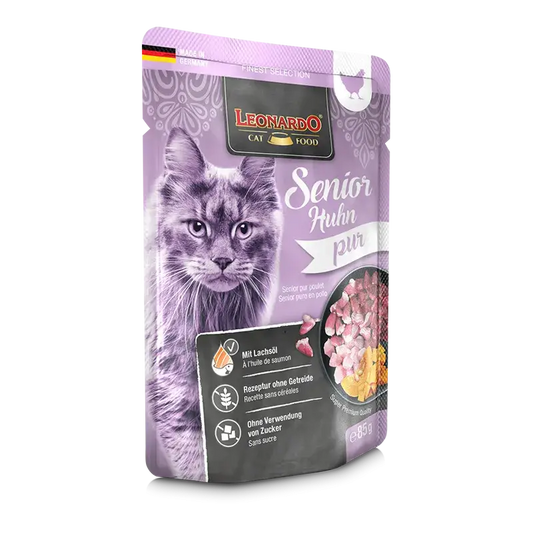Comida húmeda LEONARDO Senior para gatos con pollo sin cereales