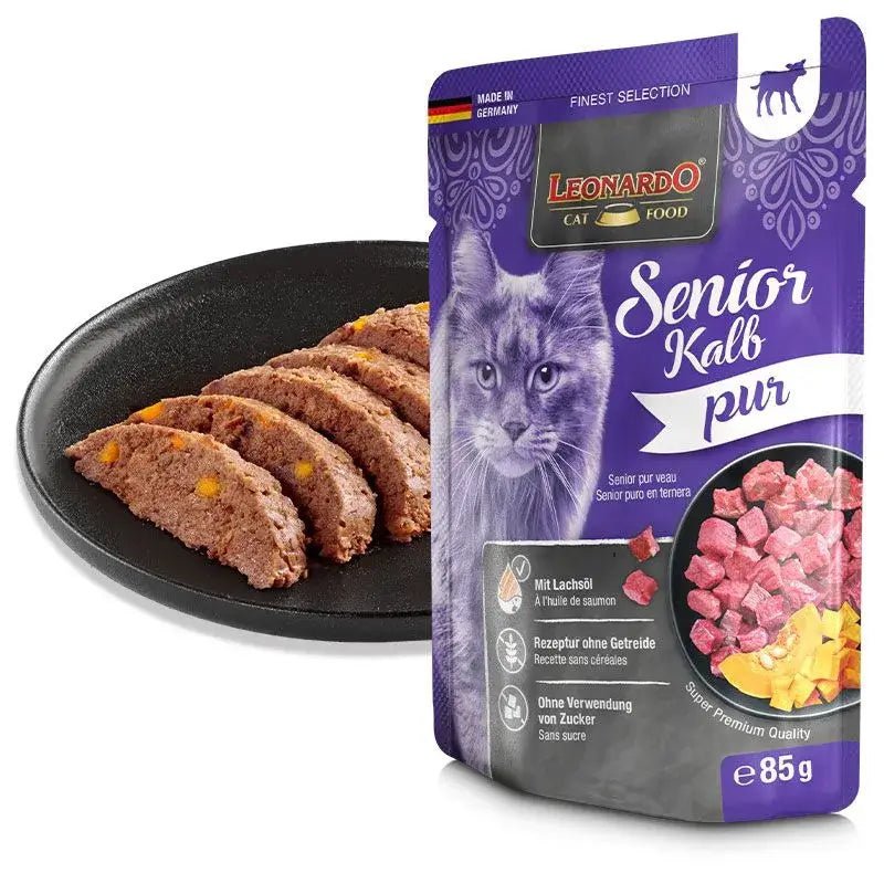 Comida húmeda LEONARDO Senior para gatos adultos con ternera