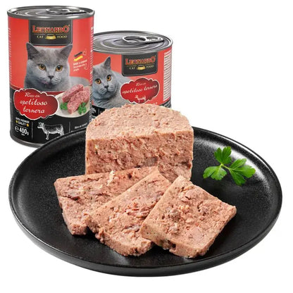 LEONARDO Rico en Apetitosa Ternera, comida húmeda sin cereales para gatos adultos, pack de 6 unidades