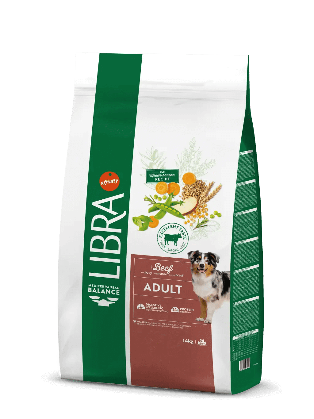Saco de pienso LIBRA Adult Beef con buey para perros adultos.