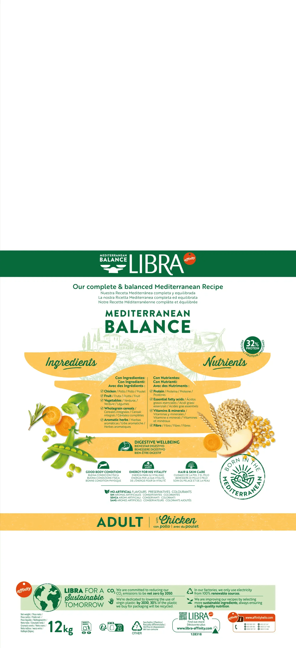 Saco de pienso LIBRA Adult Chicken con pollo para gatos adultos.