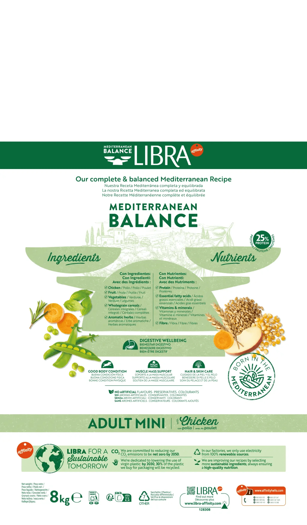 Saco de pienso LIBRA Adult Mini Chicken con pollo para perros adultos de tamaño pequeño.