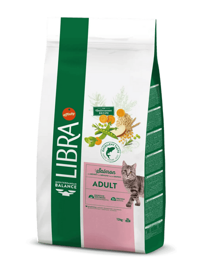 Saco de pienso LIBRA Adult Salmon con salmón para gatos adultos.