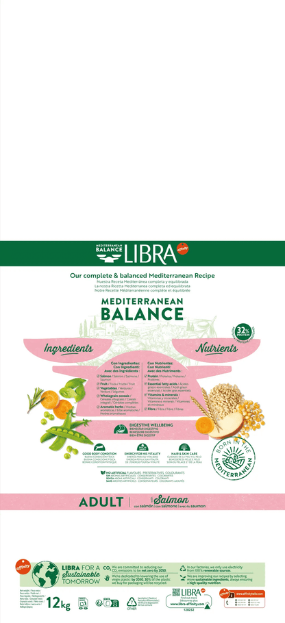 Saco de pienso LIBRA Adult Salmon con salmón para gatos adultos.