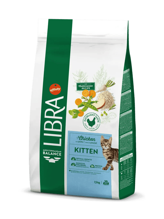 Saco de 1,5 kg de pienso LIBRA Kitten Chicken con pollo para gatitos.