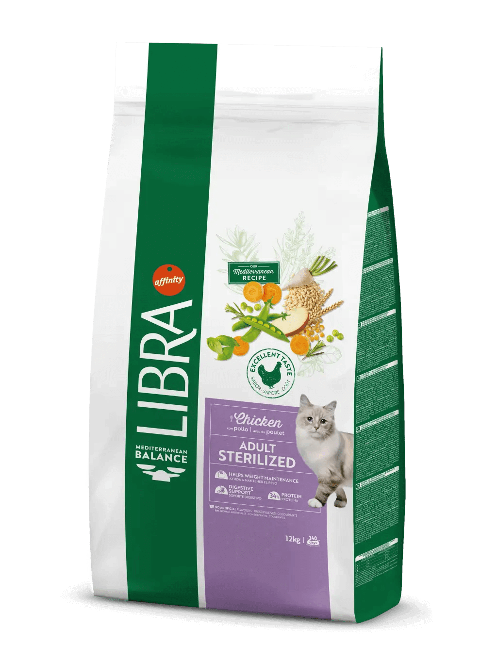 Saco de pienso LIBRA Adult Sterilized Chicken con pollo para gatos adultos esterilizados.