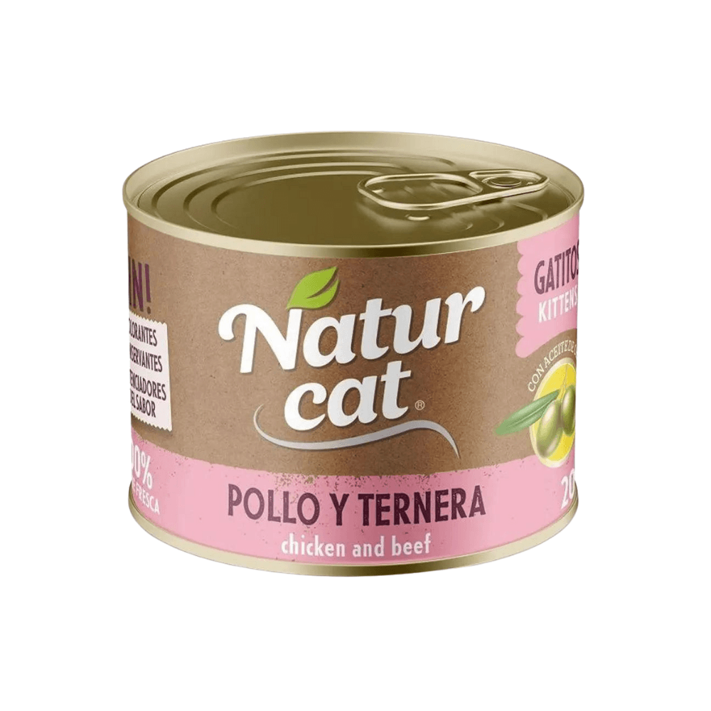 NATURCAT Kitten Pollo y Ternera 200 g | Comida Húmeda Gatos