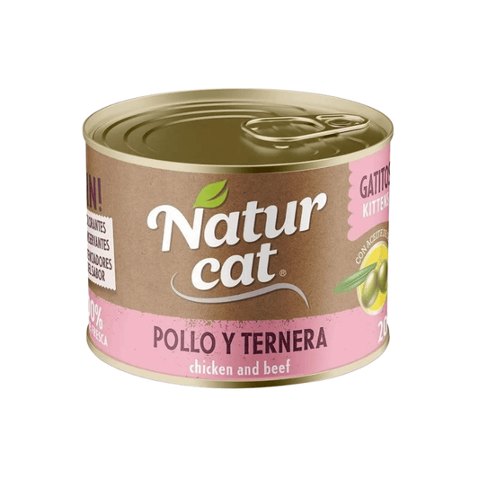 NATURCAT Kitten Pollo y Ternera 200 g | Comida Húmeda Gatos