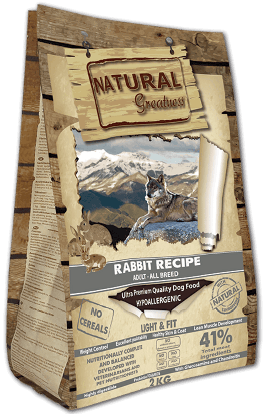 Natural Greatness Conejo Light & Fit – Pienso sin cereales light para perros adultos, esterilizados y senior