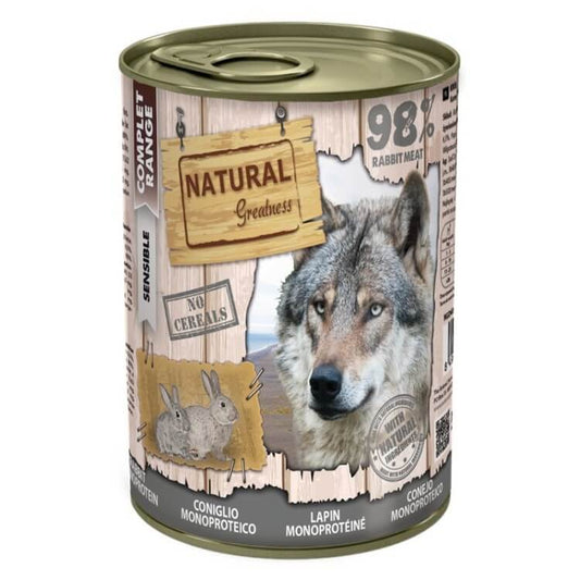 Comida húmeda Natural Greatness conejo monoproteico para perros adultos hipoalergénica sin cereales en Canarias