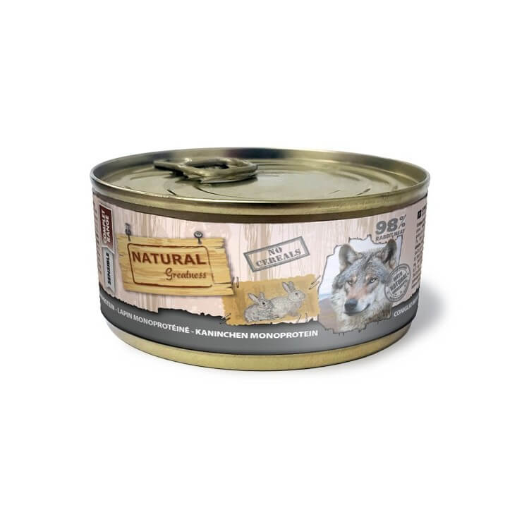 Comida húmeda Natural Greatness conejo monoproteico para perros adultos hipoalergénica sin cereales en Canarias