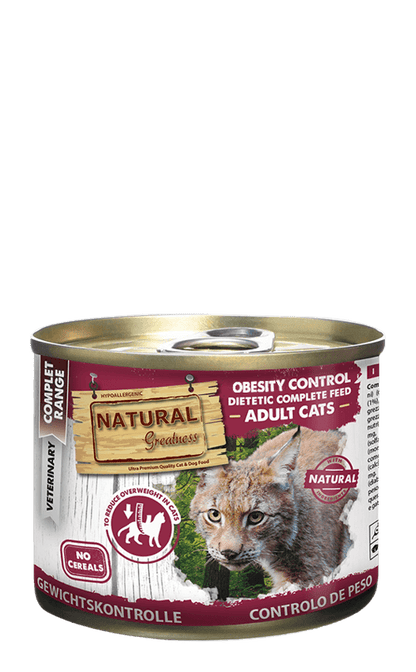 Comida húmeda Natural Greatness Obesity Control para gatos con sobrepeso – Pack 6 x 200 g