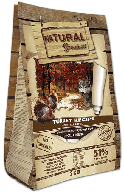 Pienso Natural Greatness Pavo sin cereales para perros adultos con digestión sensible en Canarias