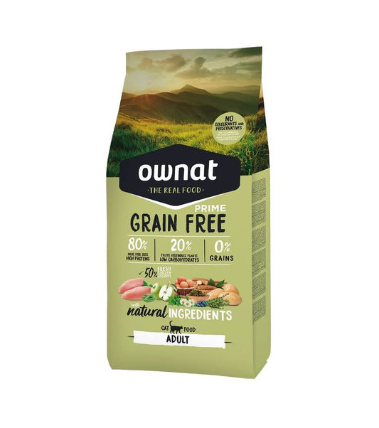 OWNAT PRIME GRAIN FREE ADULT POLLO Y PAVO PARA GATOS - 50% de carne fresca de pollo y pavo. Gabo&Gordo Pet Shop en Las Palmas de Gran Canaria tienda para mascotas, perros, gatos, conejos, tortugas, animales