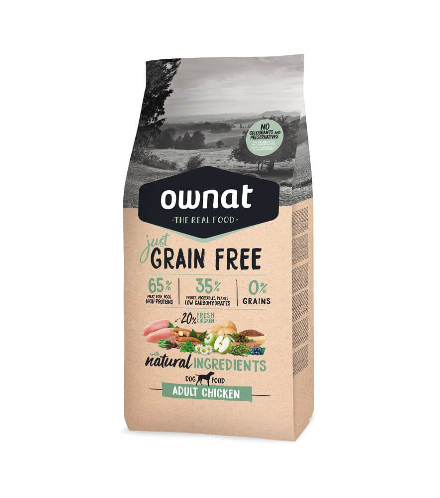 OWNAT JUST GRAIN FREE ADULTO POLLO PARA PERROS - perros de todas las razas en fase adulta. Gabo&Gordo Pet Shop en Las Palmas de Gran Canaria tienda para mascotas, perros, gatos, conejos, tortugas, animales