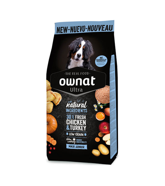 OWNAT Ultra Maxi Junior Low Grain | Pienso bajo en cereales para cachorros de razas grandes Gabo&Gordo Pet Shop en Las Palmas de Gran Canaria tienda para mascotas, perros, gatos, conejos, tortugas, animales