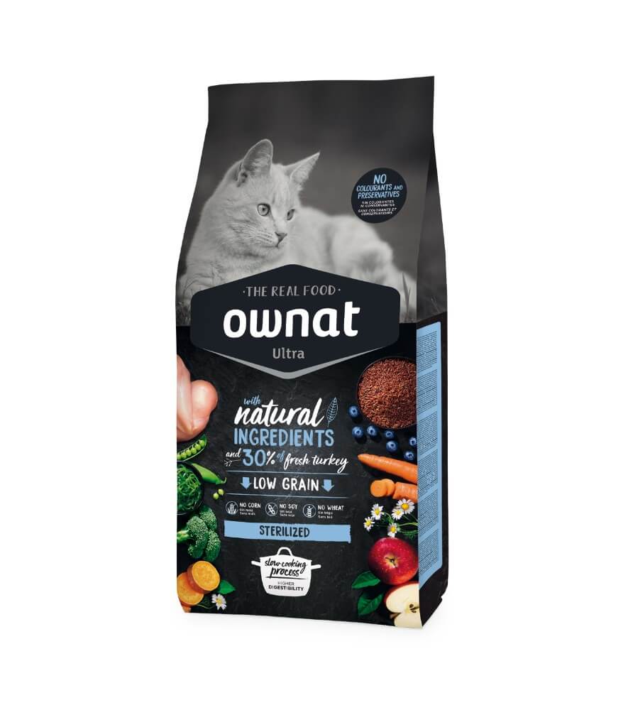 OWNAT Ultra Sterlized Cat Low Grain |  Pienso con pavo bajo en cereales para gatos esterilizados, Gabo y Gordo Pet Shop en Las Palmas de Gran Canaria tienda para mascotas, perros, gatos, conejos, tortugas, animales, accesorios para mascotas.