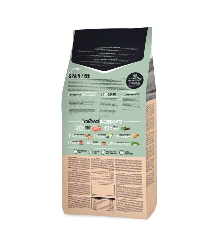 OWNAT Just Grain Free Adult Chicken – Pienso natural sin cereales con pollo fresco para perros adultos