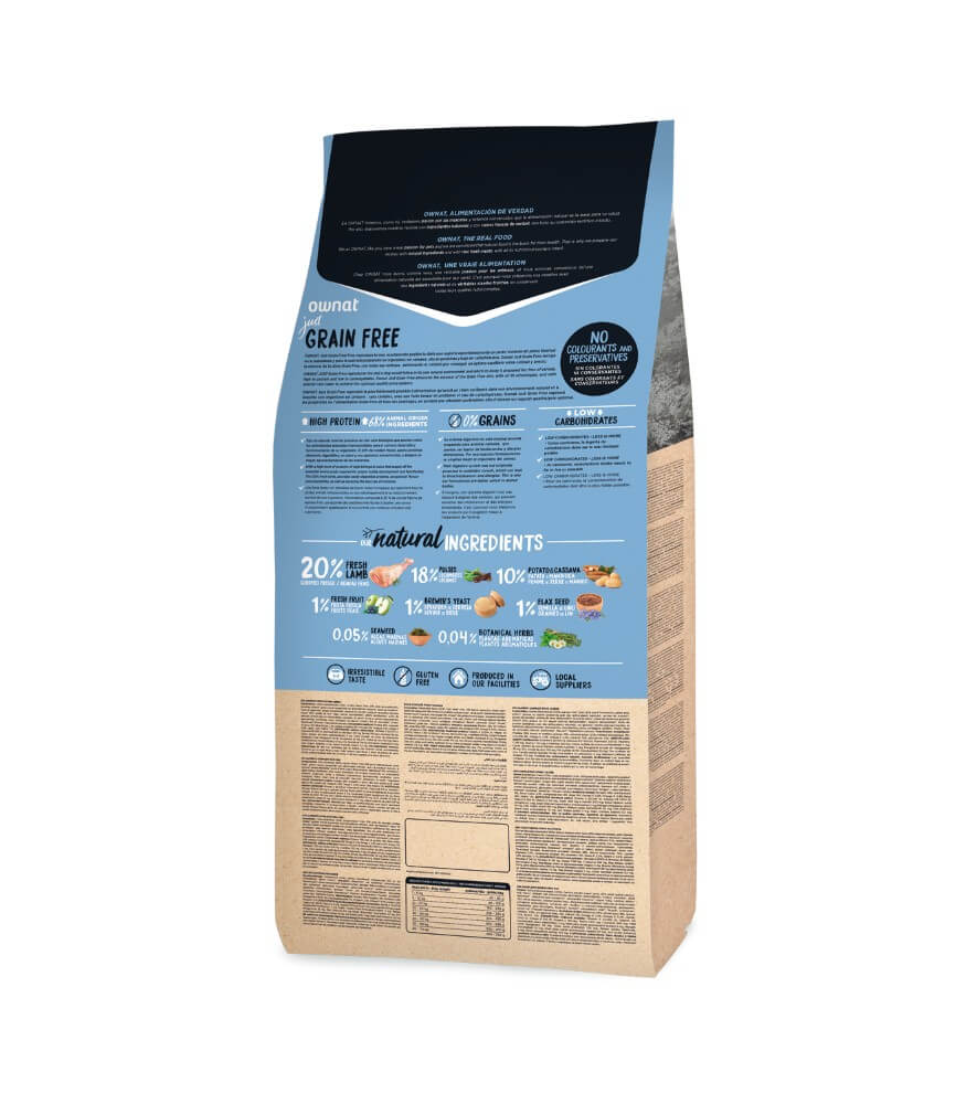 OWNAT Just Grain Free Adult Lamb – Pienso natural sin cereales con cordero fresco para perros adultos