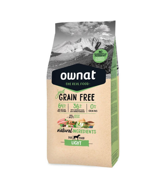 OWNAT Just Grain Free Light pienso sin cereales para perros con sobrepeso