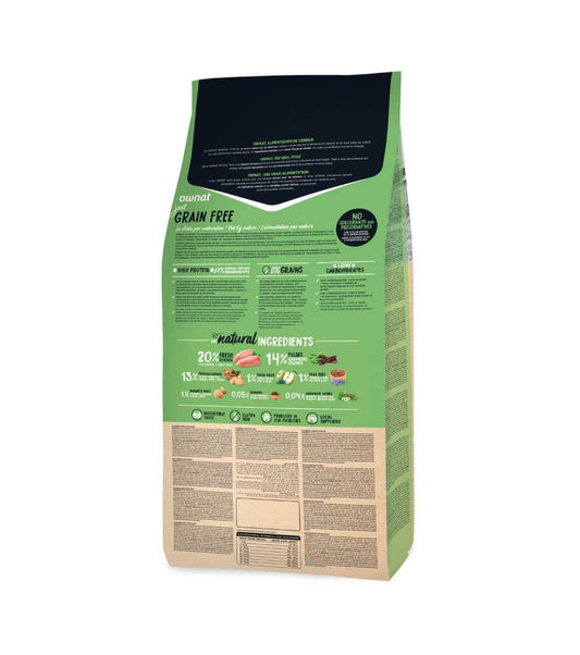 OWNAT Just Grain Free Light pienso sin cereales para perros con sobrepeso