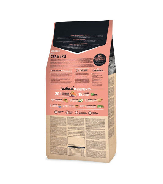 OWNAT Just Grain Free Salmon & Seafood – Pienso natural sin cereales con salmón y marisco para perros adultos