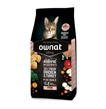 OWNAT Ultra Mature Cat 7-12 años pienso para gatos maduros con pollo y pavo