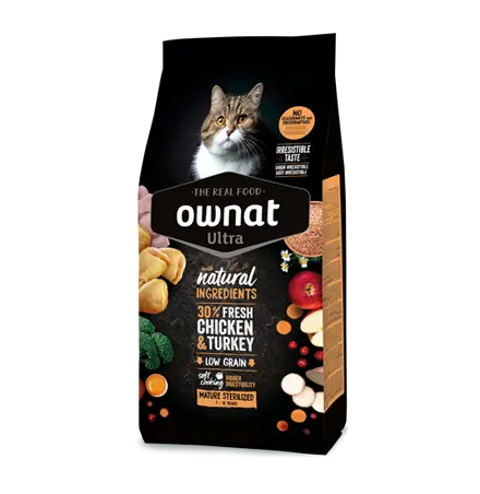 OWNAT Ultra Mature Sterilized pienso para gatos esterilizados mayores de 7 años con pollo y pavo