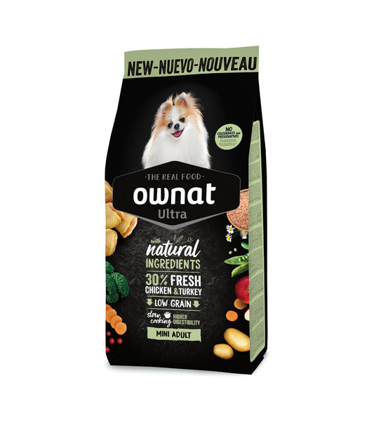 OWNAT Ultra Mini Adult Low Grain – pienso bajo en cereales para perros pequeños adultos