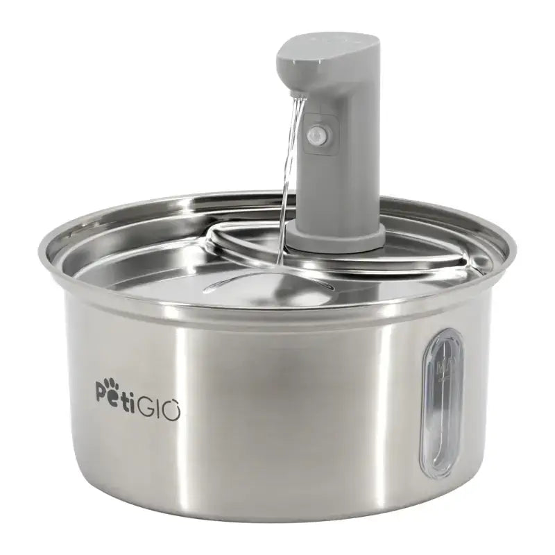 Fuente de agua inteligente Peti-to-Eat PETI-150 de acero inoxidable para gatos y perros con sensor de movimiento y capacidad de 2,1 litros