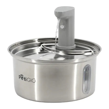 Fuente de agua inteligente Peti-to-Eat PETI-150 de acero inoxidable para gatos y perros con sensor de movimiento y capacidad de 2,1 litros