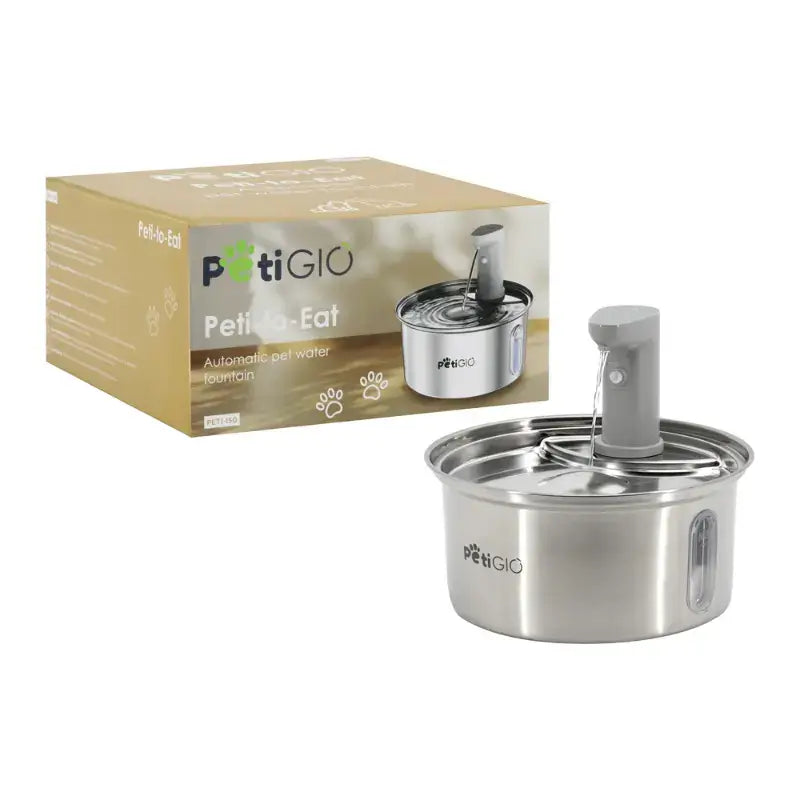 Fuente de agua inteligente Peti-to-Eat PETI-150 de acero inoxidable para gatos y perros con sensor de movimiento y capacidad de 2,1 litros