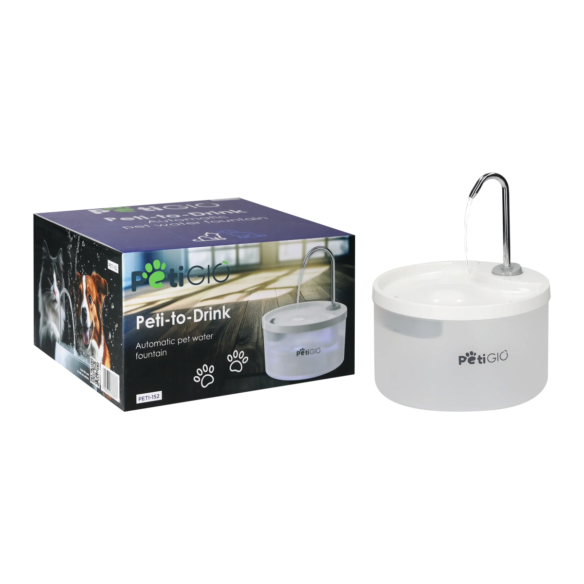 Fuente automática Peti-to-Eat PETI-152 de 3,2 litros para gatos y perros con depósito transparente, filtro y flujo continuo de agua