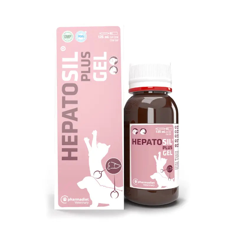 Hepatosil Plus Gel Pharmadiet 125 ml, complemento hepático para perros y gatos con cardo mariano, vitaminas y jeringa dosificadora