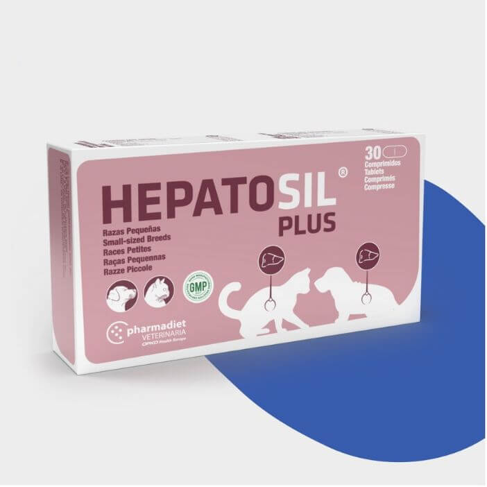 Hepatosil Plus Razas Pequeñas Pharmadiet Veterinary 30 comprimidos divisibles, suplemento hepático con cardo mariano para perros pequeños y gatos