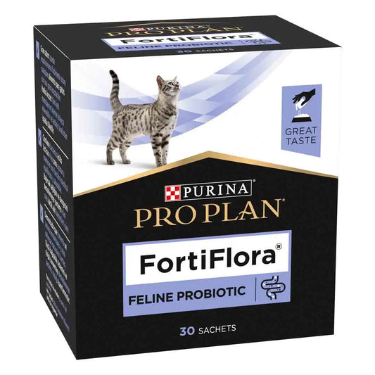 PURINA PRO PLAN Feline FortiFlora probiótico para gatos en caja de 30 sobres de 1 g para apoyo de la salud digestiva