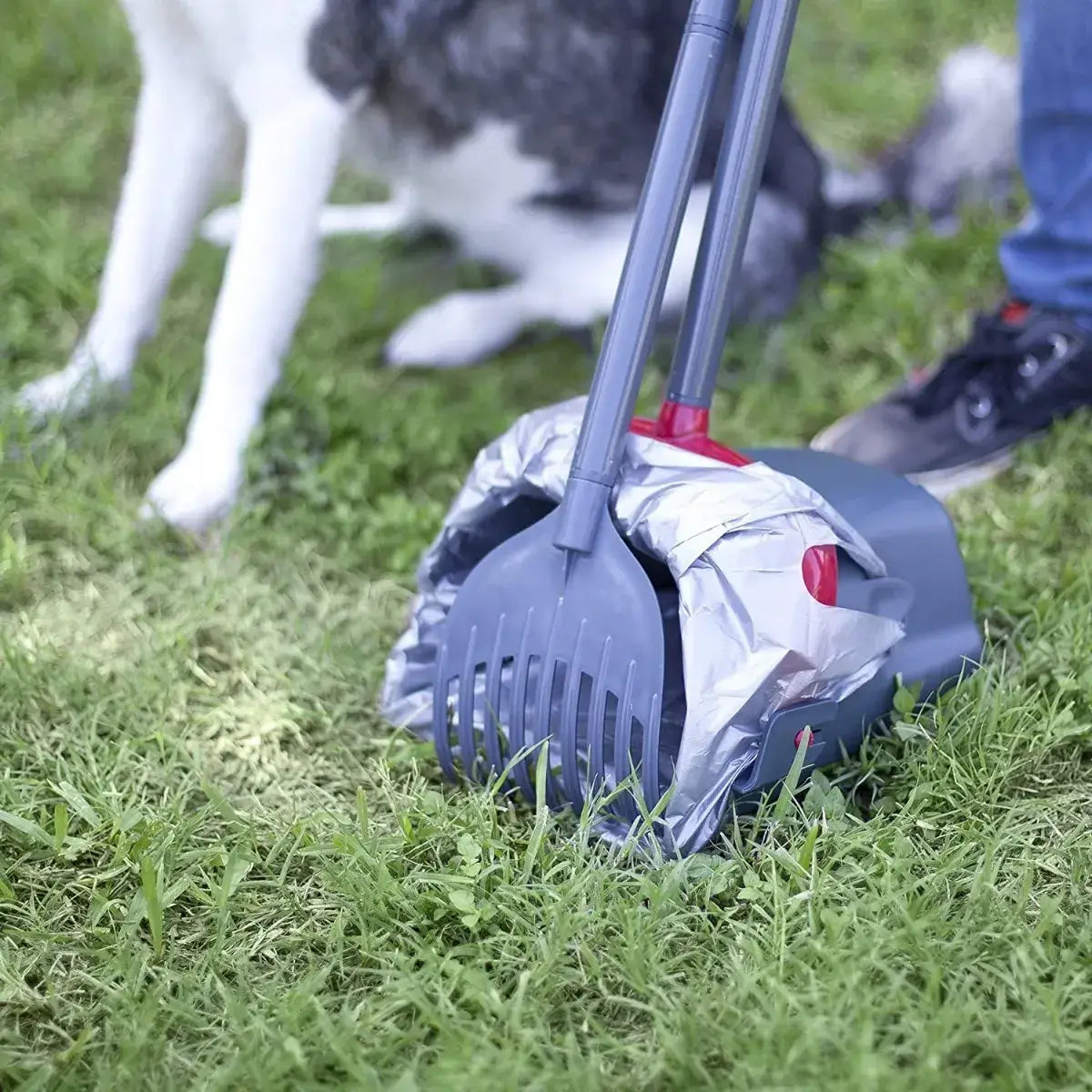 recogedor de excrementos para perros con rastrillo y contenedor giratorio