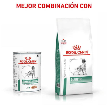 Alimento húmedo Royal Canin Diabetic Special Low Carbohydrate para perros diabéticos, pack 12 latas.