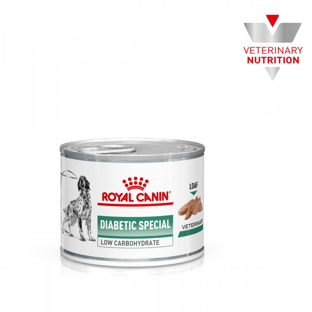 Alimento húmedo Royal Canin Diabetic Special Low Carbohydrate para perros diabéticos, pack 12 latas.