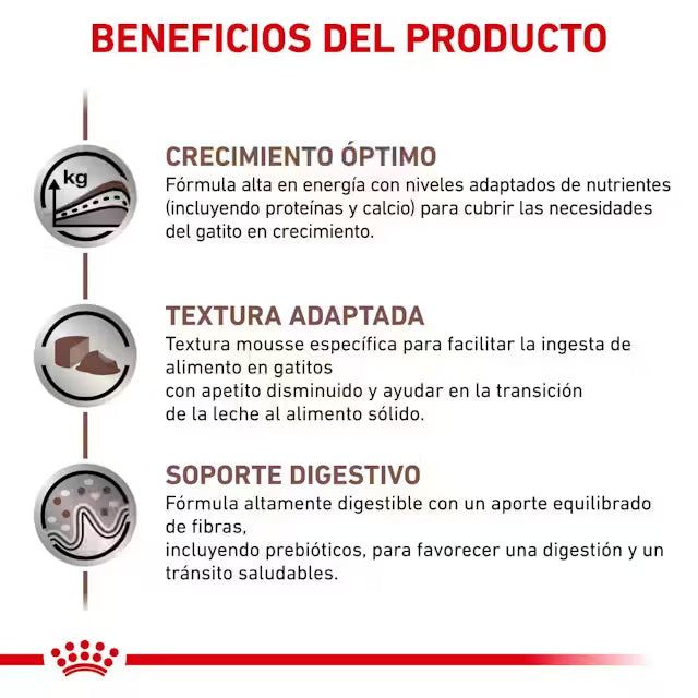 Royal Canin Gastrointestinal Kitten Paté 195 g para gatitos con sensibilidad digestiva, diarrea o recuperación nutricional. Alimento veterinario húmedo de alta digestibilidad para el crecimiento saludable de los gatitos.