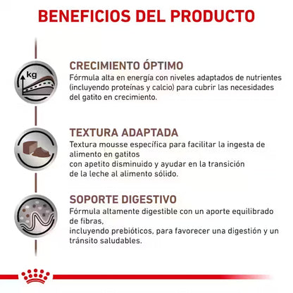 Royal Canin Gastrointestinal Kitten Paté 195 g para gatitos con sensibilidad digestiva, diarrea o recuperación nutricional. Alimento veterinario húmedo de alta digestibilidad para el crecimiento saludable de los gatitos.