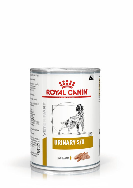 ROYAL CANIN Urinary S/O pack de 12 latas 410 g, comida húmeda dietética para perros con cálculos de estruvita u oxalato cálcico.