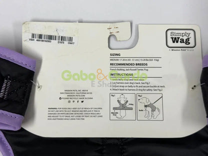 Perro pequeño con traje de Halloween Simply Wag talla M, cómodo y ligero, ideal para fiestas.